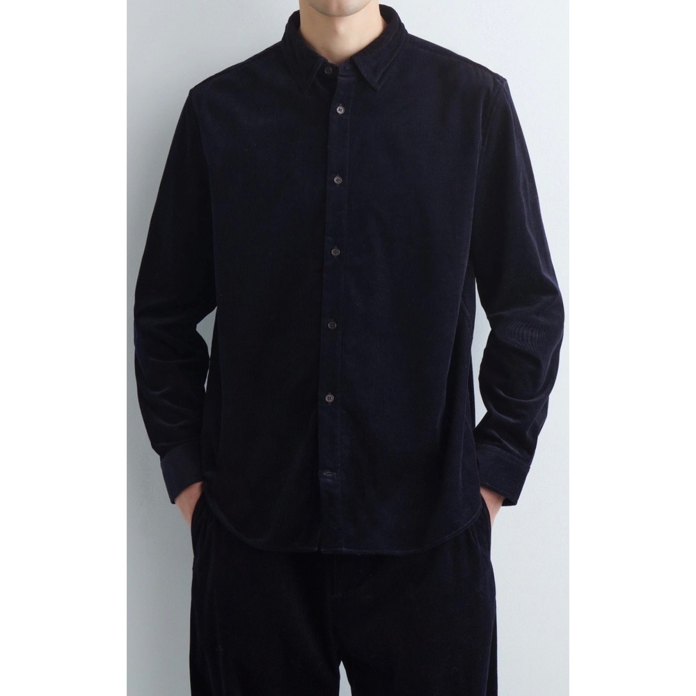 COS Mens Relaxed Fit Corduroy Shirt Navy Blue Cotton Button Down‎ Size Medium